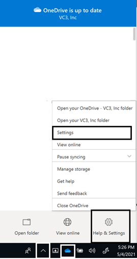 where to find OneDrive settings