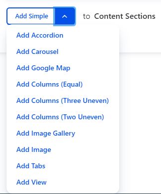 Content sections