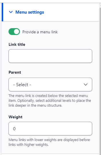 menu settings